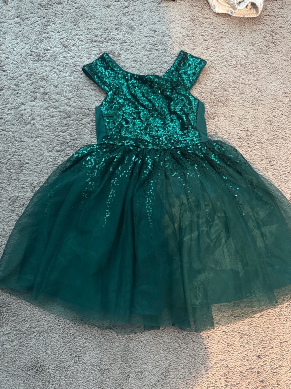 Cat & Jack Teal Green Sequin Tulle Party Dress